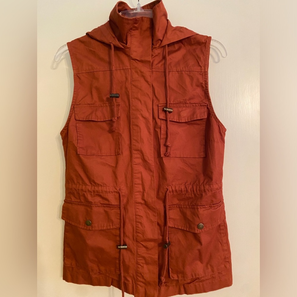 Rust Orange Hooded Vest